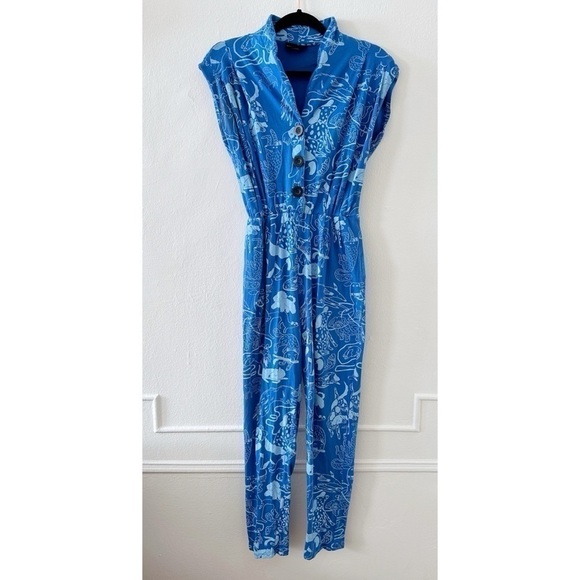 Blue Patterned Jumpsuit - Picture 2 of 5